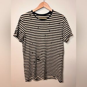 Barneys New York distressed stripe tee, medium